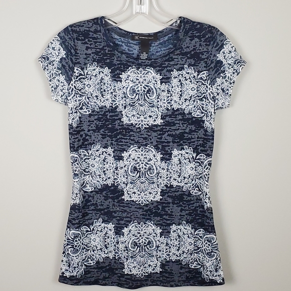INC International Concepts Tops - NWOT INC Navy Lace Print Top